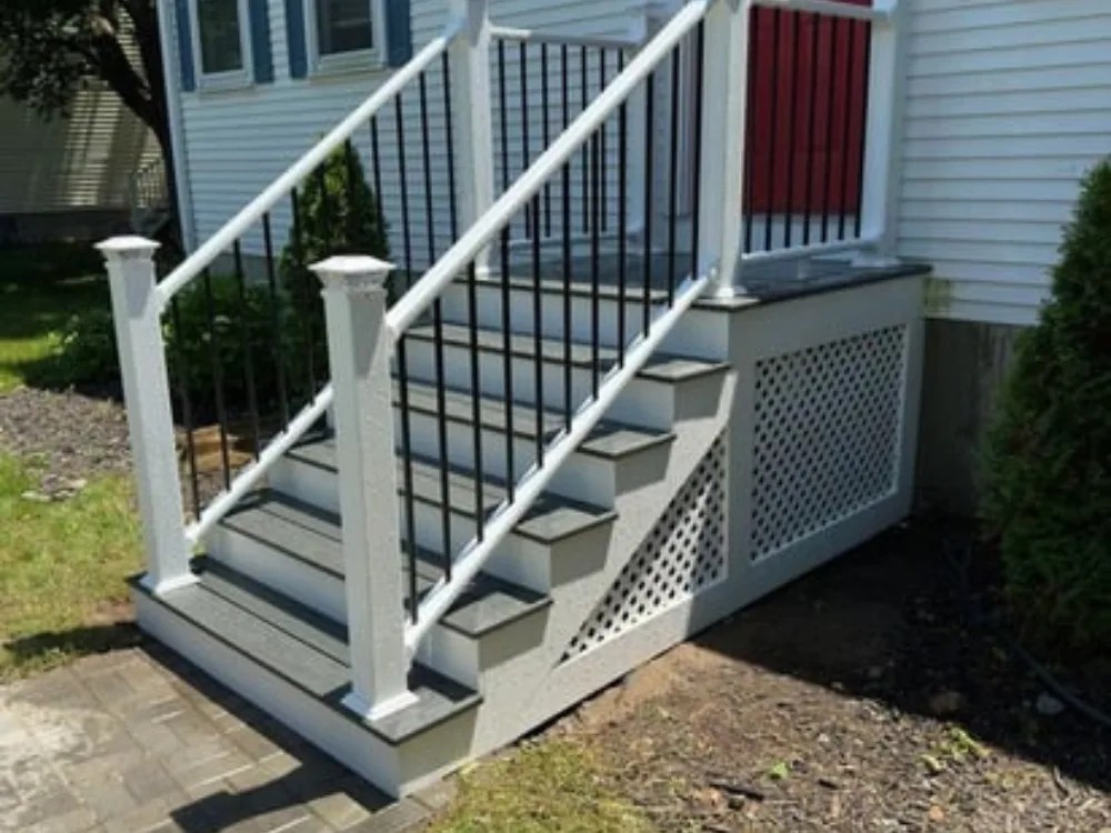 New stairs Milford MA close-up view of steps.